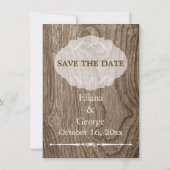 Save The Date Coeur sur bois mariage rustique Enregistrer la dat (Dos)