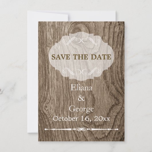 Save The Date Coeur sur bois mariage rustique Enregistrer la dat (Dos)