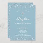 Save The Date Coeurs Confetti Baptême Christening (Devant / Derrière)