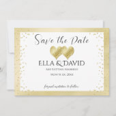 Save The Date Cœurs de mariage en or élégants (Devant)