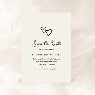 Save The Date Cœurs Dessinés à la Main Gribouillis Mariage Moder