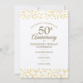 Save The Date Cœurs dorés pour 50e anniversaire de mariage rusti (Devant)