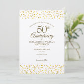 Save The Date Cœurs dorés pour 50e anniversaire de mariage rusti (Debout devant)