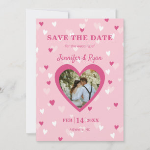 Save The Date Coeurs doux Photo personnalisée rose