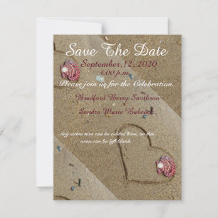 Save The Date Coeurs et coeurs dans le sable Enregistrer la date