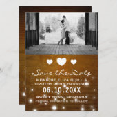 Save The Date Coeurs et lumières Mariage rustique Enregistrer le (Devant / Derrière)