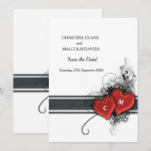 Save The Date Coeurs et rouleaux (Devant / Derrière)
