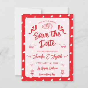 Save The Date Cœurs Joyuse Saint-Valentin Moderne Motif D'Amour