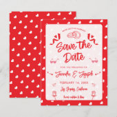 Save The Date Cœurs Joyuse Saint-Valentin Moderne Motif D'Amour (Devant / Derrière)