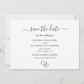 Save The Date Coeurs Mariages Photo Simplement Élégants Simple (Dos)