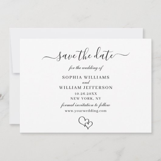 Save The Date Coeurs Mariages Photo Simplement Élégants Simple (Dos)
