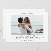 Save The Date Coeurs Mariages Photo Simplement Élégants Simple (Devant / Derrière)