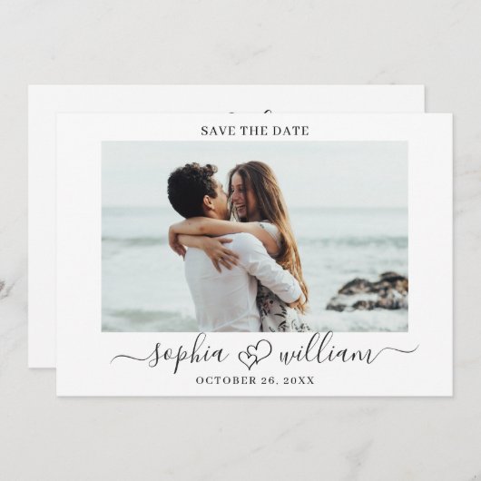 Save The Date Coeurs Mariages Photo Simplement Élégants Simple (Devant / Derrière)