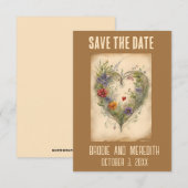 Save The Date Cœurs modifiables Vignes et Fleurs Romantique (Devant / Derrière)
