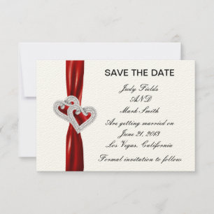 Save The Date Coeurs Personnalisés Ruban Rouge Enregistrer La Ca