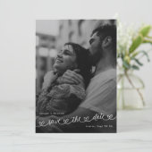 Save The Date Cœurs Rétro Photo Noir Blanc Mariage Moderne (Debout devant)