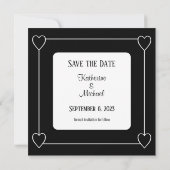 Save The Date Coeurs romantiques Noir moderne Simple Mariage Pho (Dos)