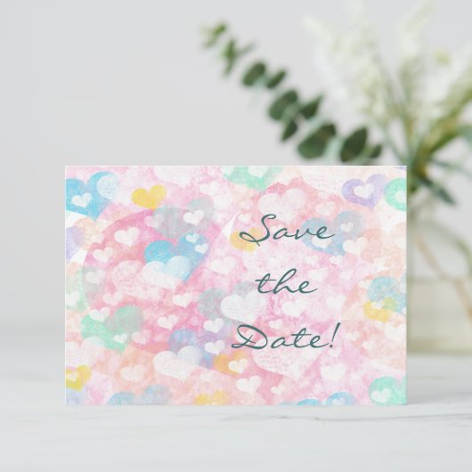 Save The Date Coeurs stratifiés Aquarelle Mariage Enregistrer la (Debout devant)