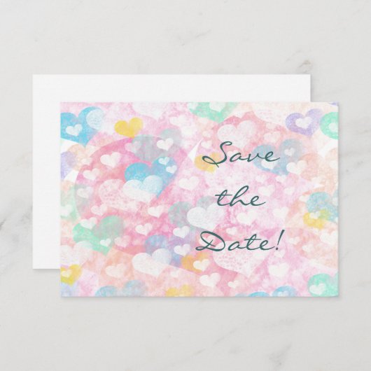 Save The Date Coeurs stratifiés Aquarelle Mariage Enregistrer la (Devant / Derrière)