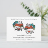 Save The Date Coeurs tatoués, Mariage graphique de tatouage (Debout devant)