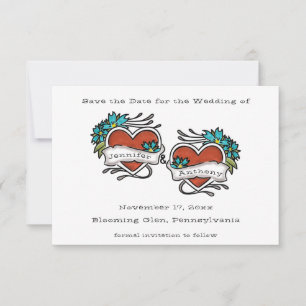 Save The Date Coeurs tatoués, Mariage graphique de tatouage