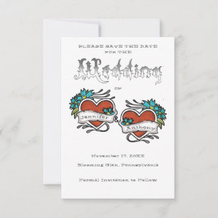 Save The Date Coeurs tatoués, Mariage graphique de tatouage