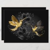 Save The Date Colibri noir et or (Devant / Derrière)