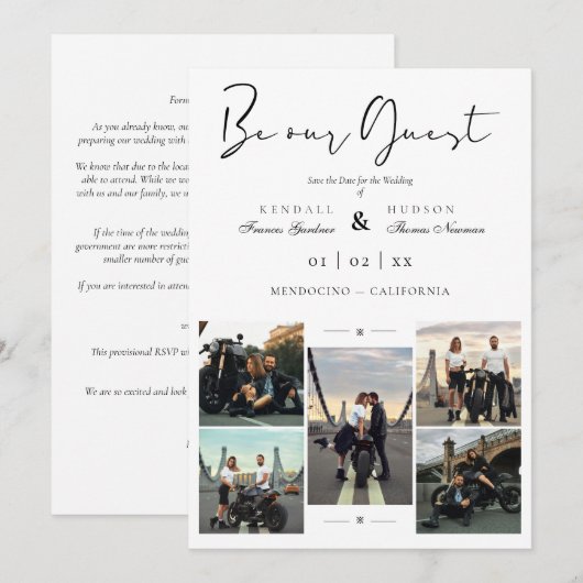 Save The Date Collage 5 Photos Covid19 Chic Be Our Guest Wedding (Devant / Derrière)