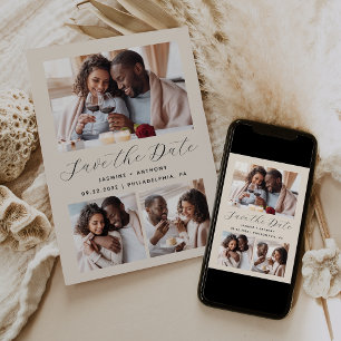 Save The Date Collage de 3 photos minimaliste beige