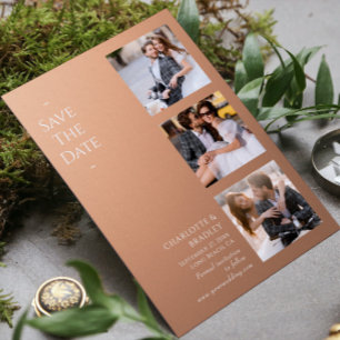 Save The Date Collage de mariage moderne avec quatre photos d'ab