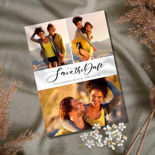 Save The Date Collage de photos de calligraphie