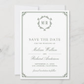 Save The Date Collage de photos de code QR Monogramme Vert sauge (Devant)