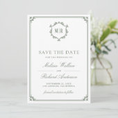 Save The Date Collage de photos de code QR Monogramme Vert sauge (Debout devant)