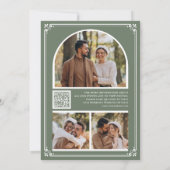Save The Date Collage de photos de code QR Monogramme Vert sauge (Dos)