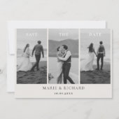 Save The Date Collage de photos de mariage noir et blanc minimal (Devant)
