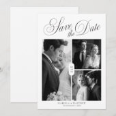 Save The Date Collage de photos de script élégant moderne (Devant / Derrière)