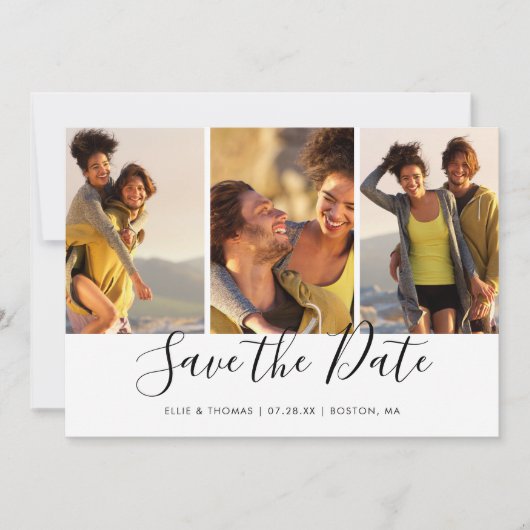 Save The Date Collage de photos de script élégant simple (Devant)