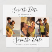 Save The Date Collage de photos de script élégant simple (Devant / Derrière)