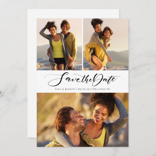 Save The Date Collage de photos écriture manuscrite (Devant / Derrière)