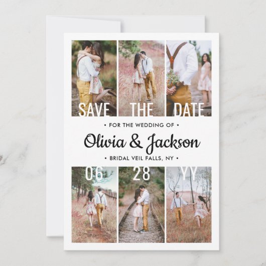 Save The Date Collage de photos simple et superposé moderne uniq (Devant)