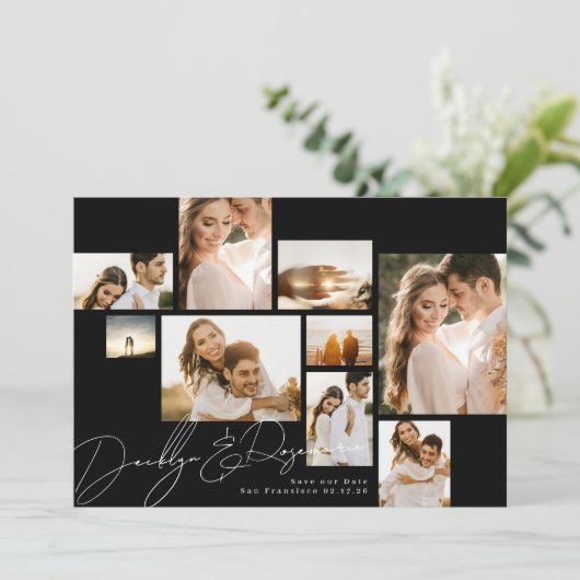 Save The Date Collage élégant Qr Code Multi Photo (Debout devant)