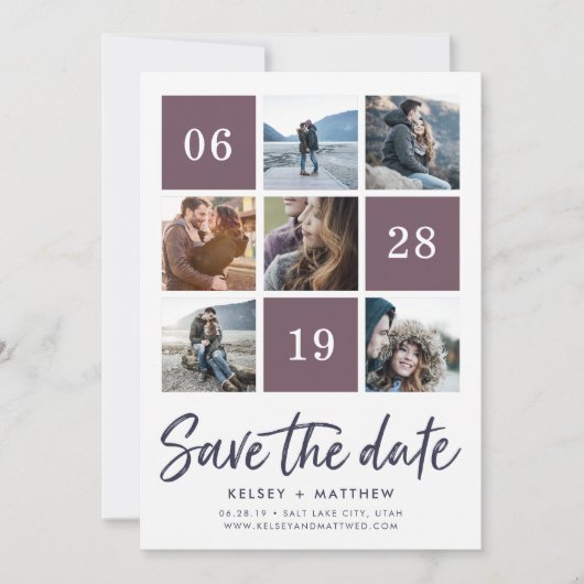 Save The Date Collage grille | Photo Enregistrer la date (Devant)