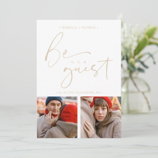 Save The Date Collage mariage 2 Photos Soyez notre invité Romant (Debout devant)
