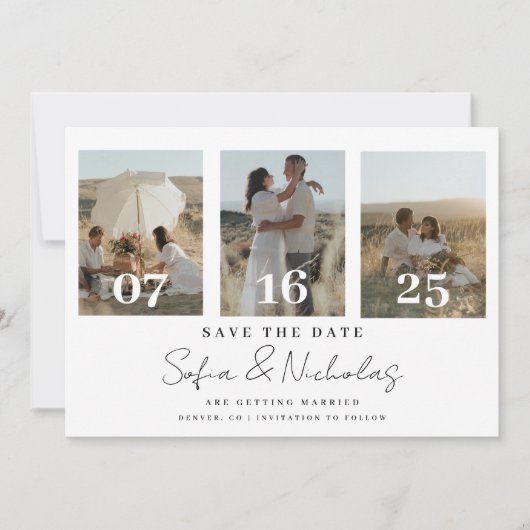 Save The Date Collage Mariage de script moderne (Devant)