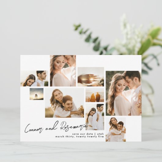 Save The Date Collage moderne personnalisable Qr Code Multi Phot (Debout devant)