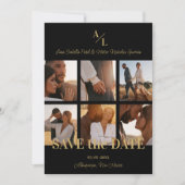 Save The Date Collage Multi Photos Simple Classique 6 Noir & Or (Devant)