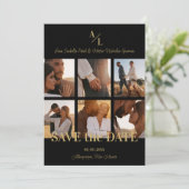 Save The Date Collage Multi Photos Simple Classique 6 Noir & Or (Debout devant)