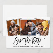 Save The Date Collage photo 3 écriture Modern Brush Script (Devant / Derrière)