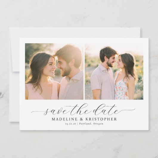 Save The Date Collage photo beige chaud romantique (Devant)