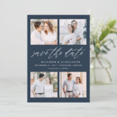 Save The Date Collage photo de 4 Navy Elegant Script (Debout devant)
